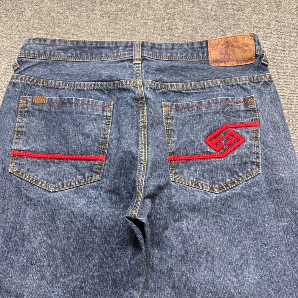 VTG Enyce Embroidered Y2K Jeans Men's 38x32 Blue Denim Wide Leg